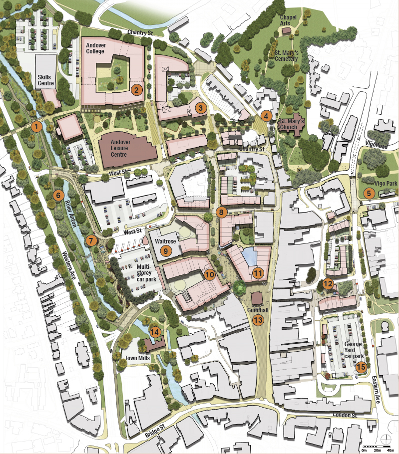 Andover masterplan map of the development area
